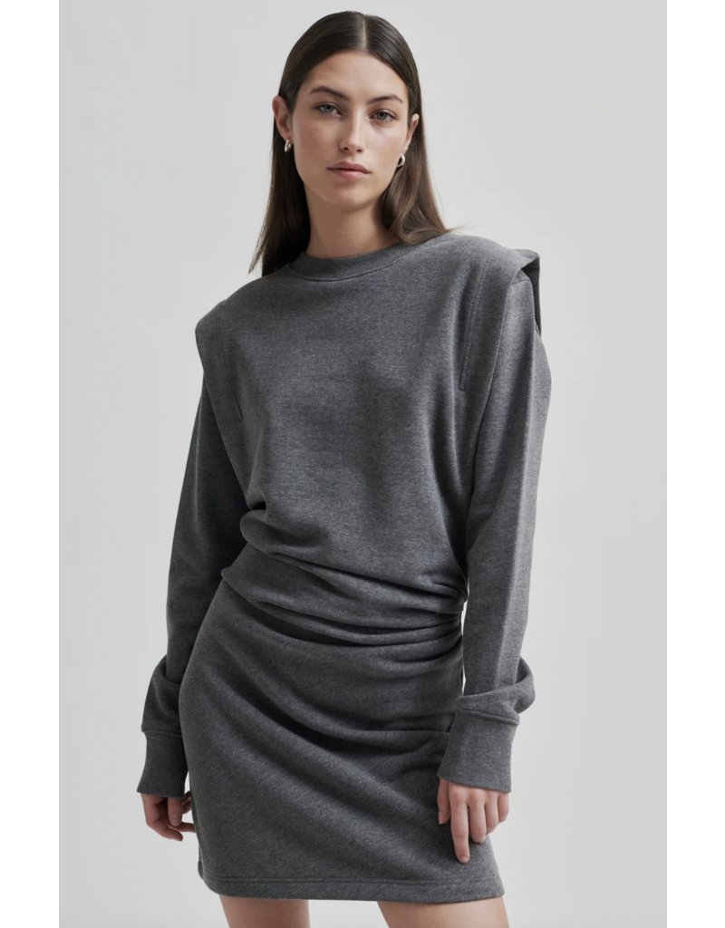 Second Female Abadell Sweat Dress-Dark Grey Melange