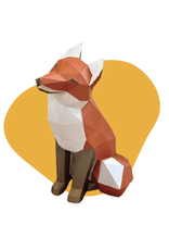 Poly Paper Craft Fox Sitting 3D Puzzle