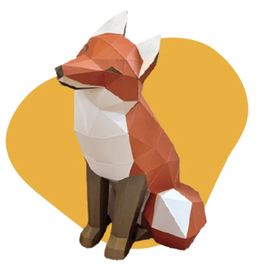 Poly Paper Craft Fox Sitting 3D Puzzle