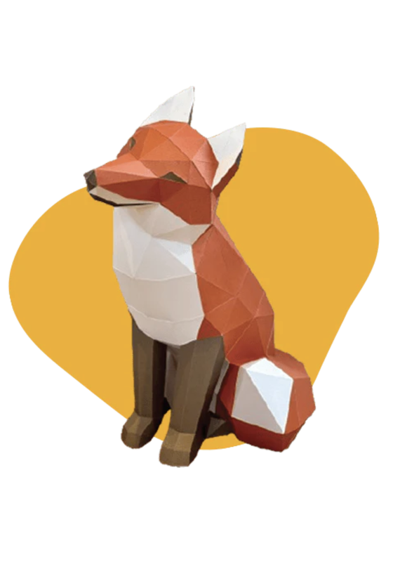 Poly Paper Craft Fox Sitting 3D Puzzle