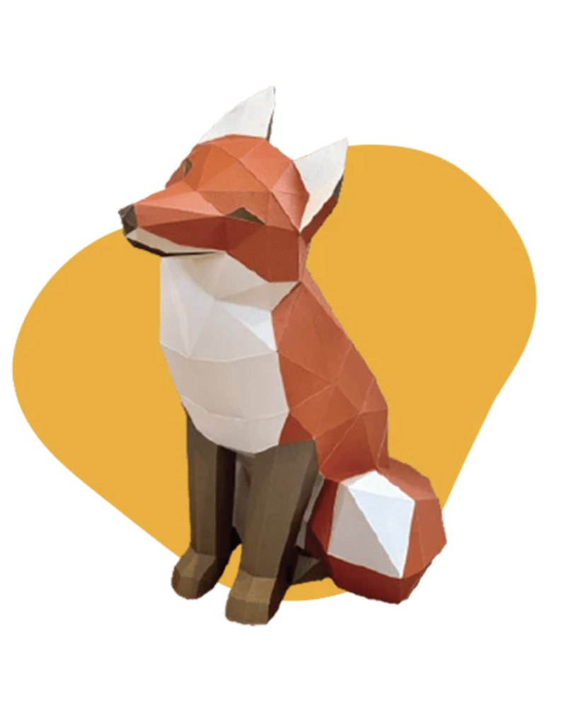 Poly Paper Craft Fox Sitting 3D Puzzle