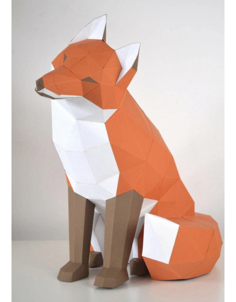 Poly Paper Craft Fox Sitting 3D Puzzle