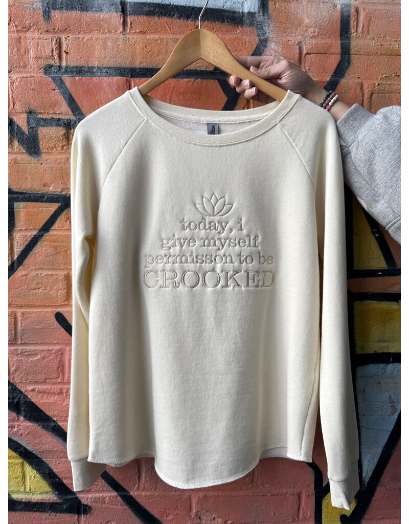 Twisted Sisters boutik Affirmation Crew-today, i give my permission to be CROOKED-Cream