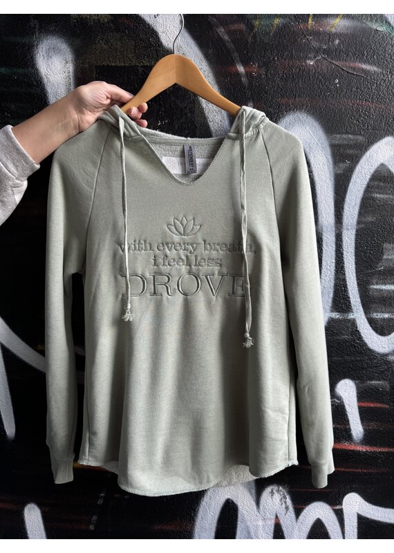 Twisted Sisters boutik Affirmation Hoodie-with every breath i feel less DROVE-Sage