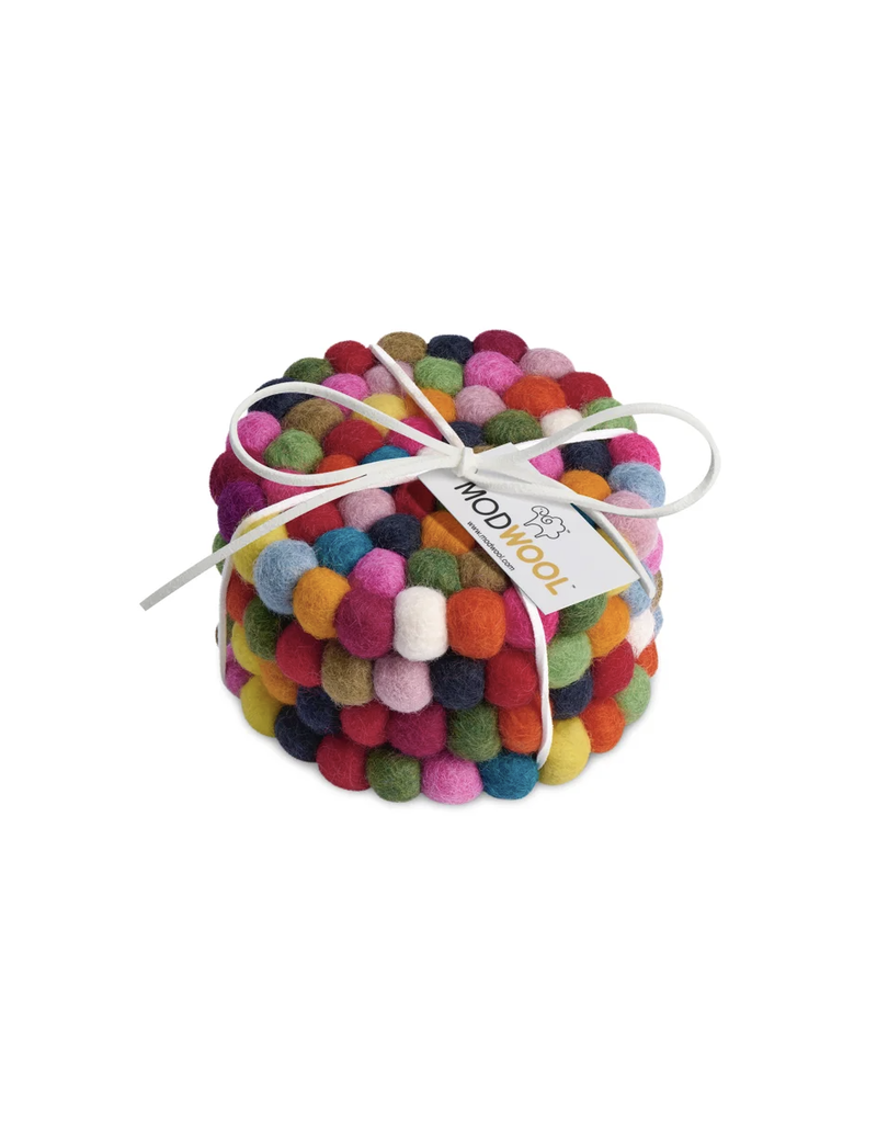 MODWOOL MODWOOL-Felt Ball Coaster Set - Multi Color