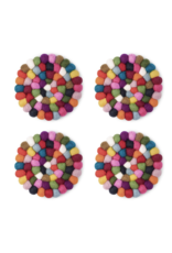 MODWOOL MODWOOL-Felt Ball Coaster Set - Multi Color