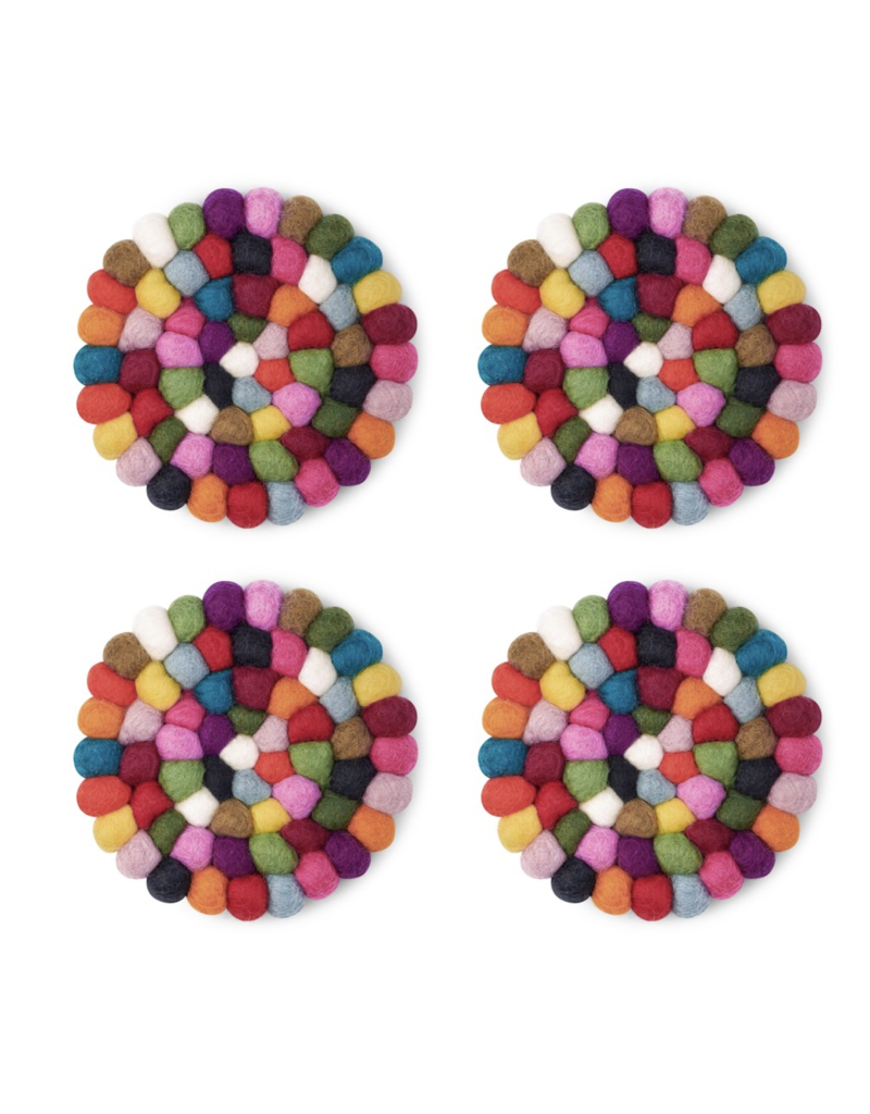 MODWOOL MODWOOL-Felt Ball Coaster Set - Multi Color