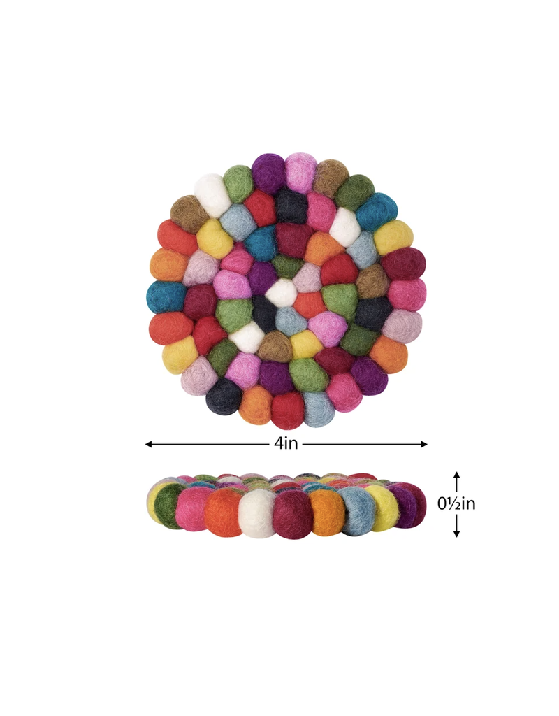 MODWOOL MODWOOL-Felt Ball Coaster Set - Multi Color