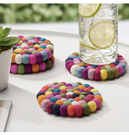 MODWOOL MODWOOL-Felt Ball Coaster Set - Multi Color