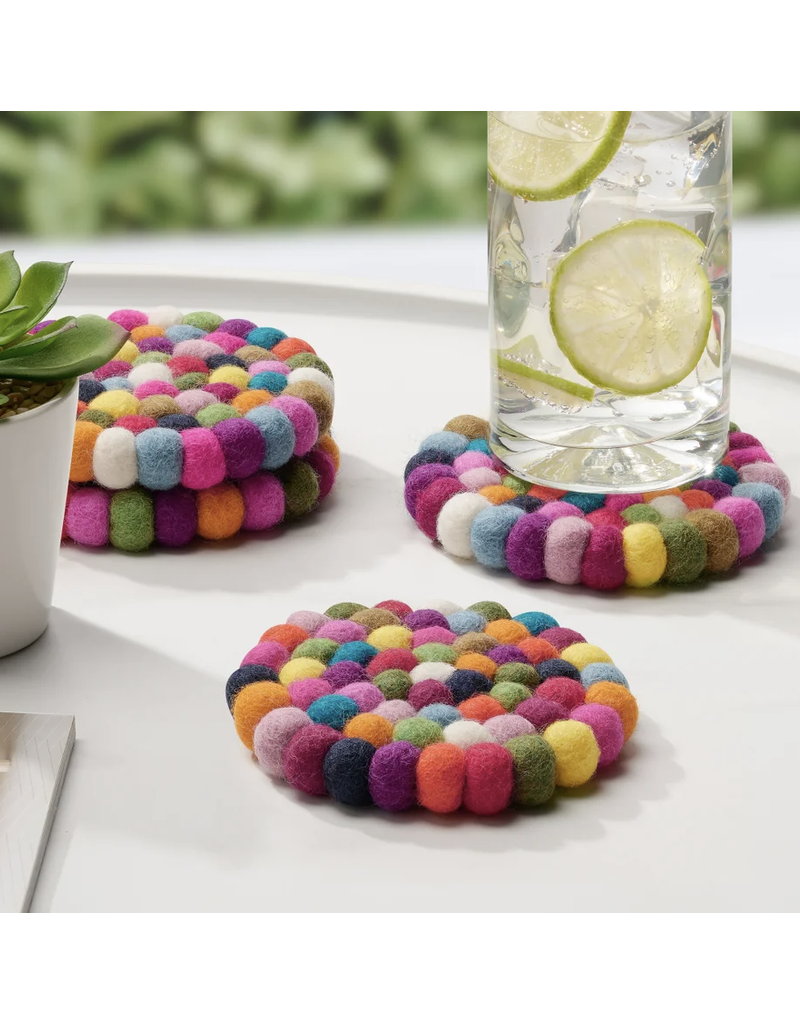 MODWOOL MODWOOL-Felt Ball Coaster Set - Multi Color