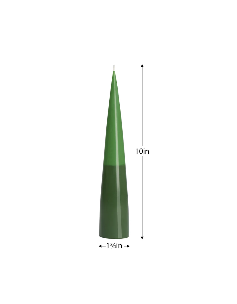 Torre & Tagus Prime Conical Two-Tone Candle - 10"h-Green