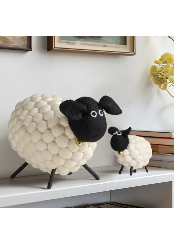 Torre & Tagus Felt Ball Sheep Decor-9"h - White
