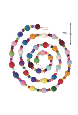 MODWOOL MODWOOL-Felt Ball 75L" Garland - Assorted Ball/Colors