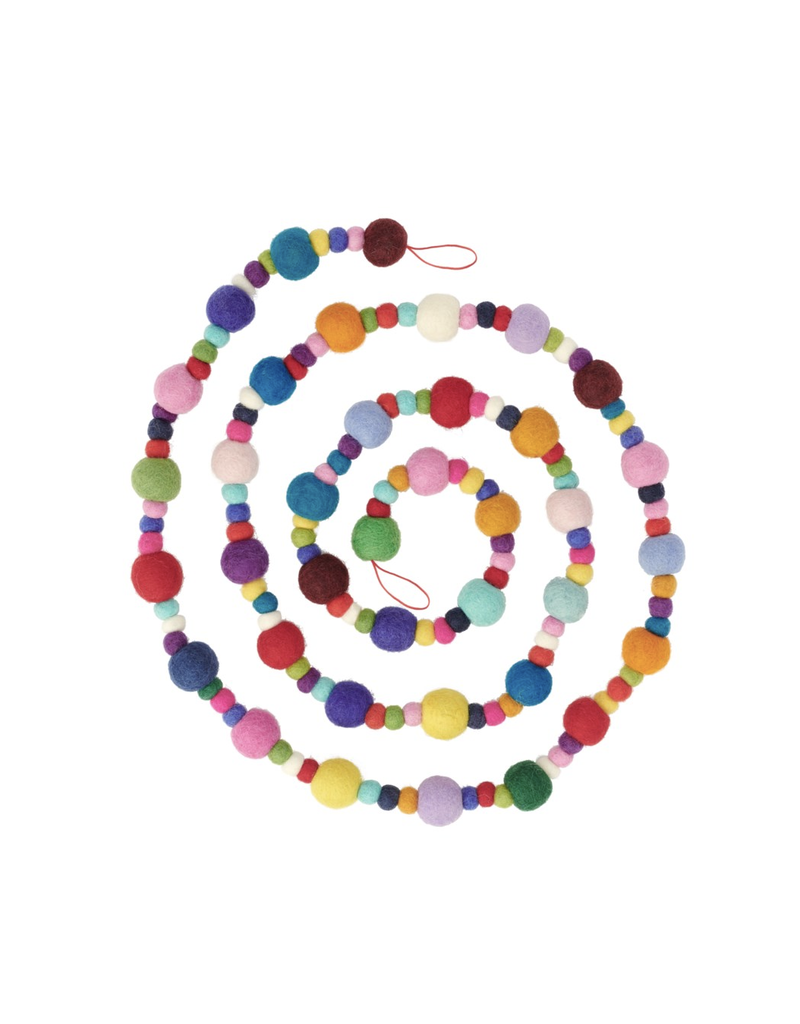 MODWOOL MODWOOL-Felt Ball 75L" Garland - Assorted Ball/Colors