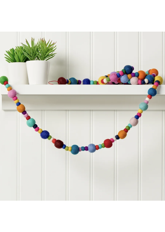 MODWOOL MODWOOL-Felt Ball 75L" Garland - Assorted Ball/Colors