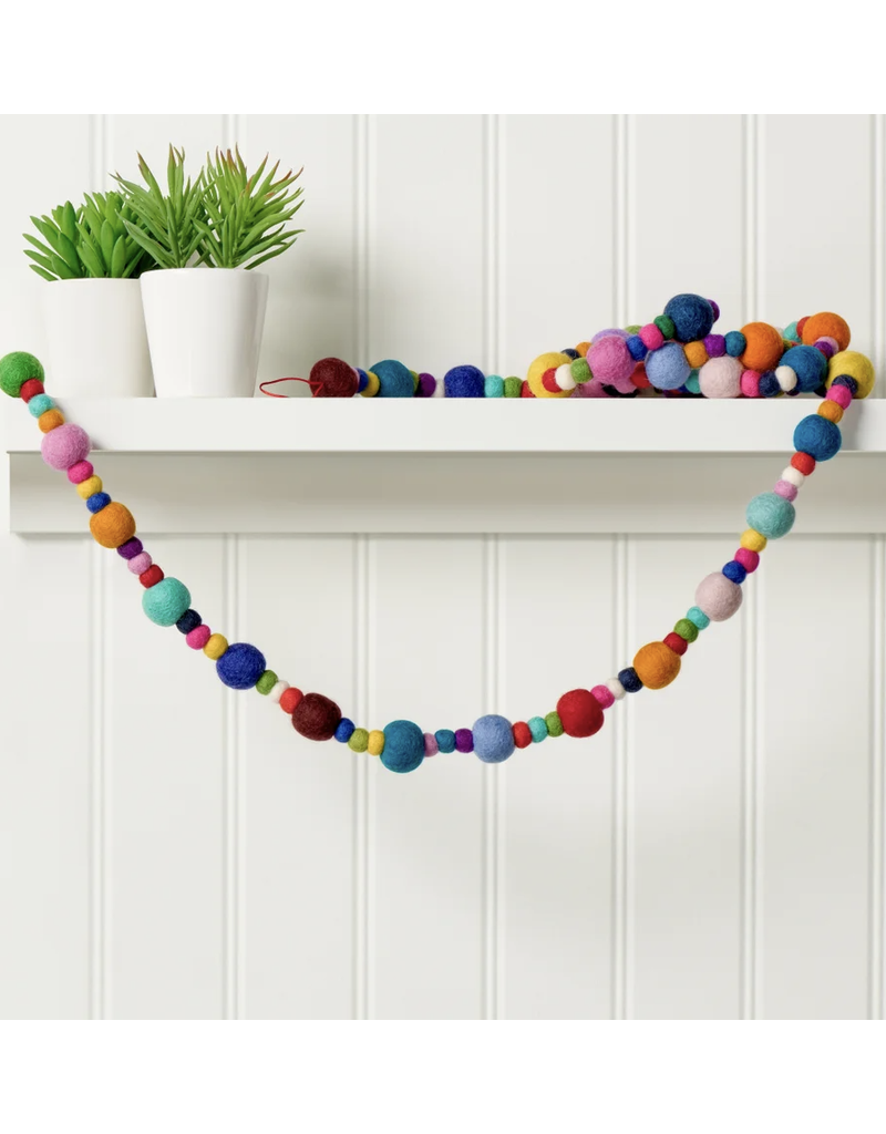 MODWOOL MODWOOL-Felt Ball 75L" Garland - Assorted Ball/Colors