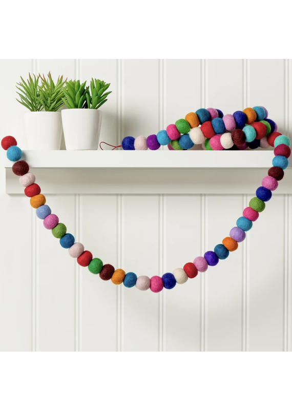 Torre & Tagus MODWOOL-Felt Ball 75L" Garland - Multicolor