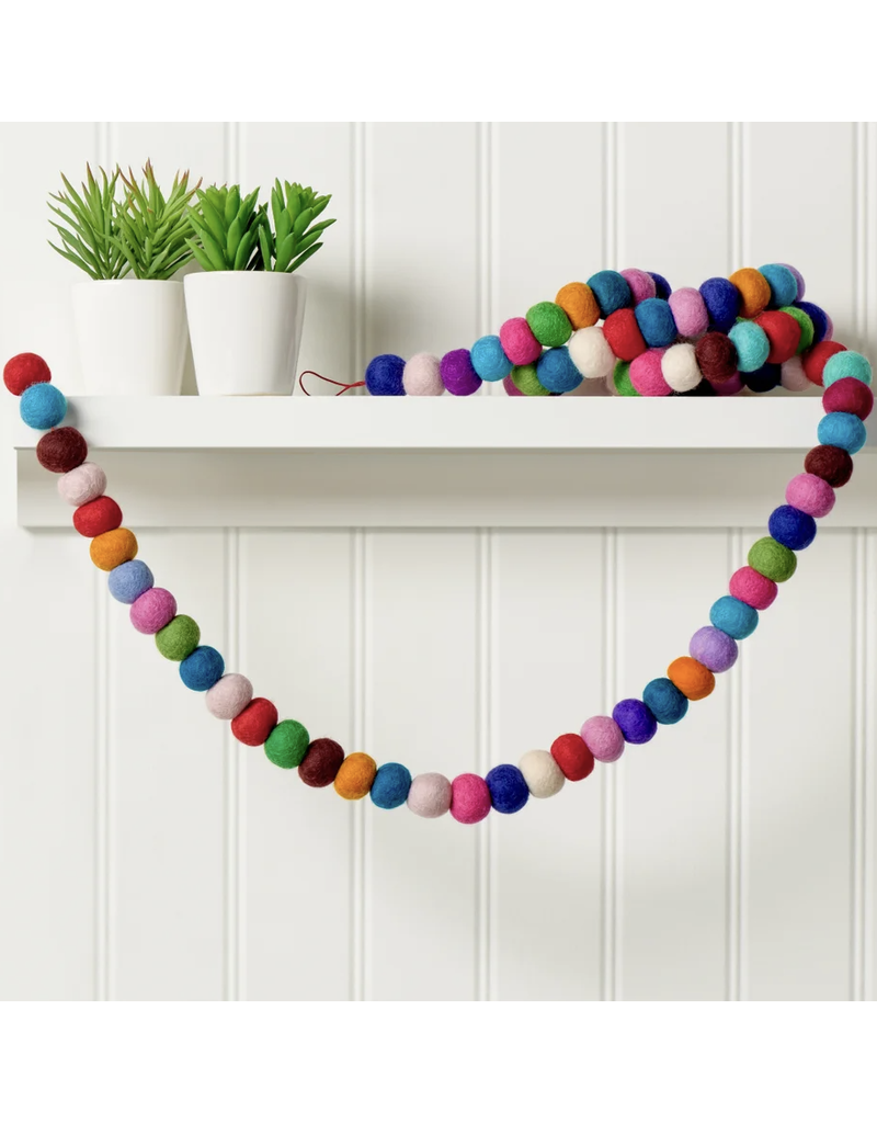 Torre & Tagus MODWOOL-Felt Ball 75L" Garland - Multicolor