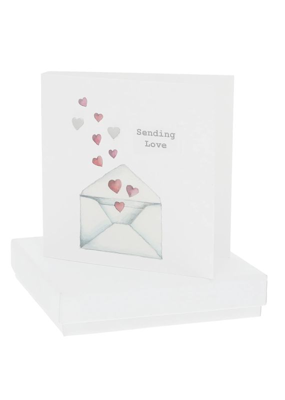 Pavilion Sending Love 7mm Sterling Silver Heart Stud Earrings/Card