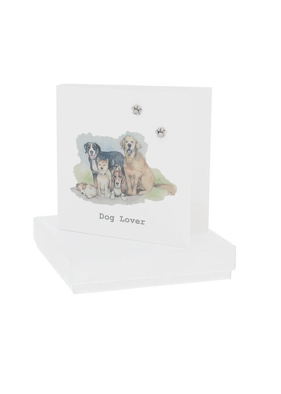 Pavilion Dog Lover 6mm Sterling Silver Pawprint Stud Earrings/Card