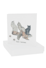 Pavilion Cat Lover 6mm Sterling Silver Pawprint Stud Earrings/Card