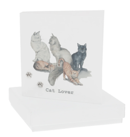 Pavilion Cat Lover 6mm Sterling Silver Pawprint Stud Earrings/Card