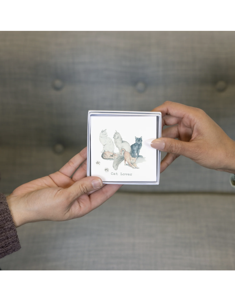 Pavilion Cat Lover 6mm Sterling Silver Pawprint Stud Earrings/Card