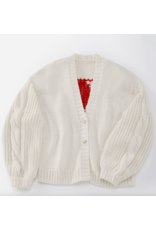 Charlie Paige Dreamy Knit XOXO Cardigan- Off White