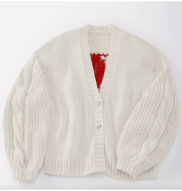 Charlie Paige Dreamy Knit XOXO Cardigan- Off White