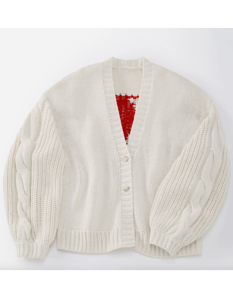Charlie Paige Dreamy Knit XOXO Cardigan- Off White