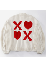 Charlie Paige Dreamy Knit XOXO Cardigan- Off White