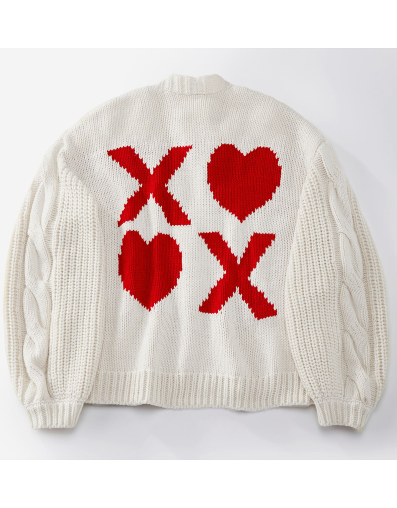 Charlie Paige Dreamy Knit XOXO Cardigan- Off White