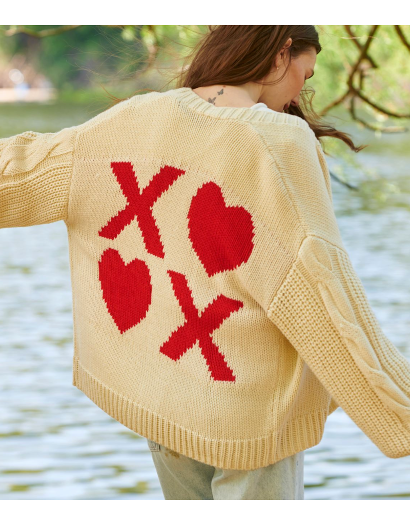 Charlie Paige Dreamy Knit XOXO Cardigan- Off White