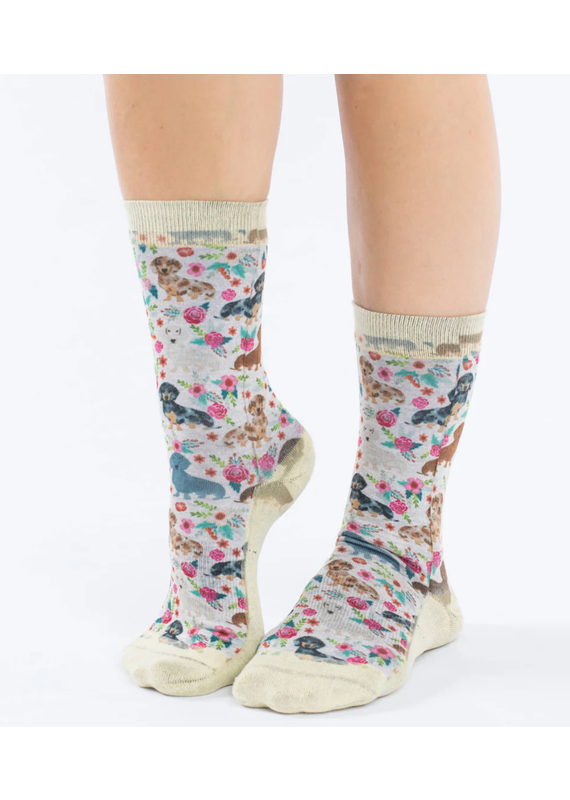 Good Luck Socks Women's Floral Dachshunds Socks