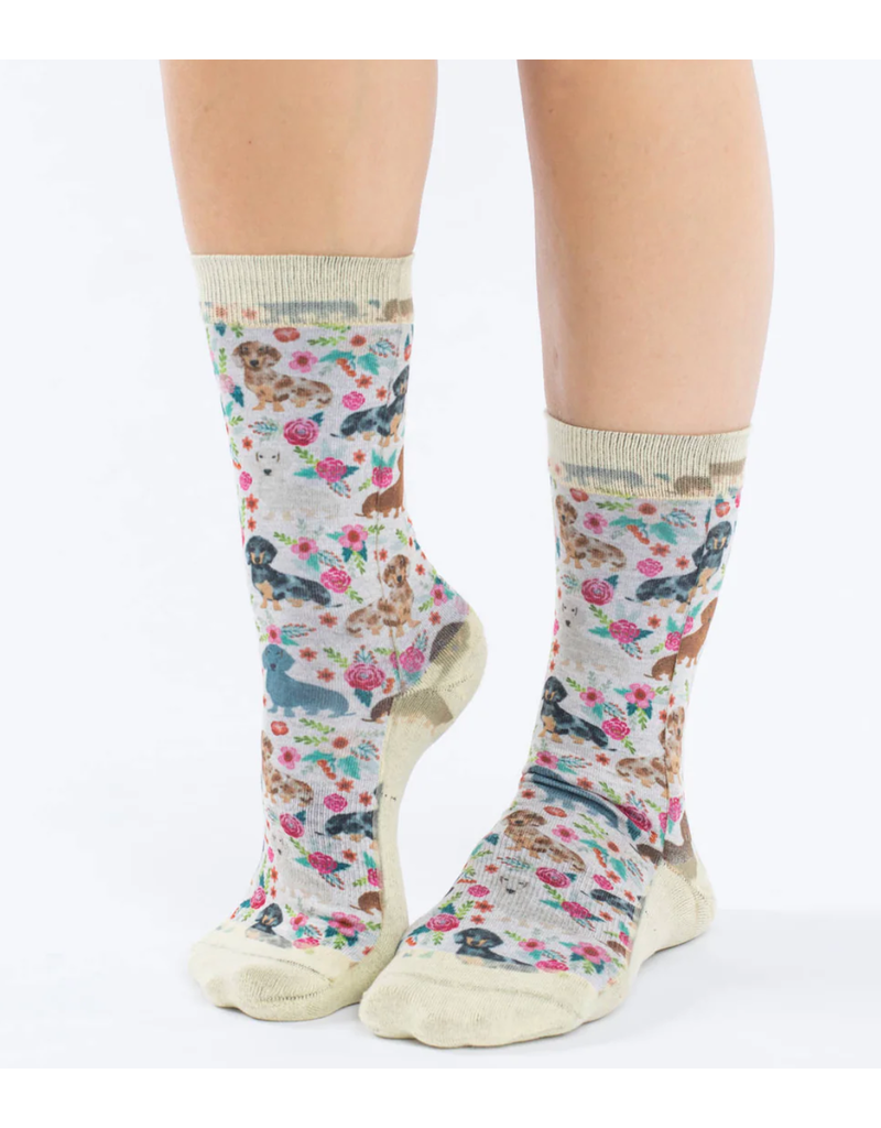Good Luck Socks Women's Floral Dachshunds Socks