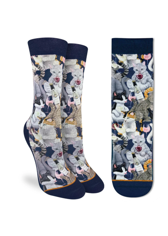 Good Luck Socks Women's Wine & Cats Socks