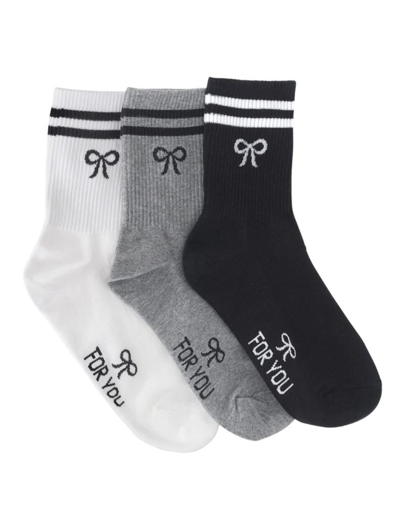 LimLim Stripe Rib Bow Sock-White