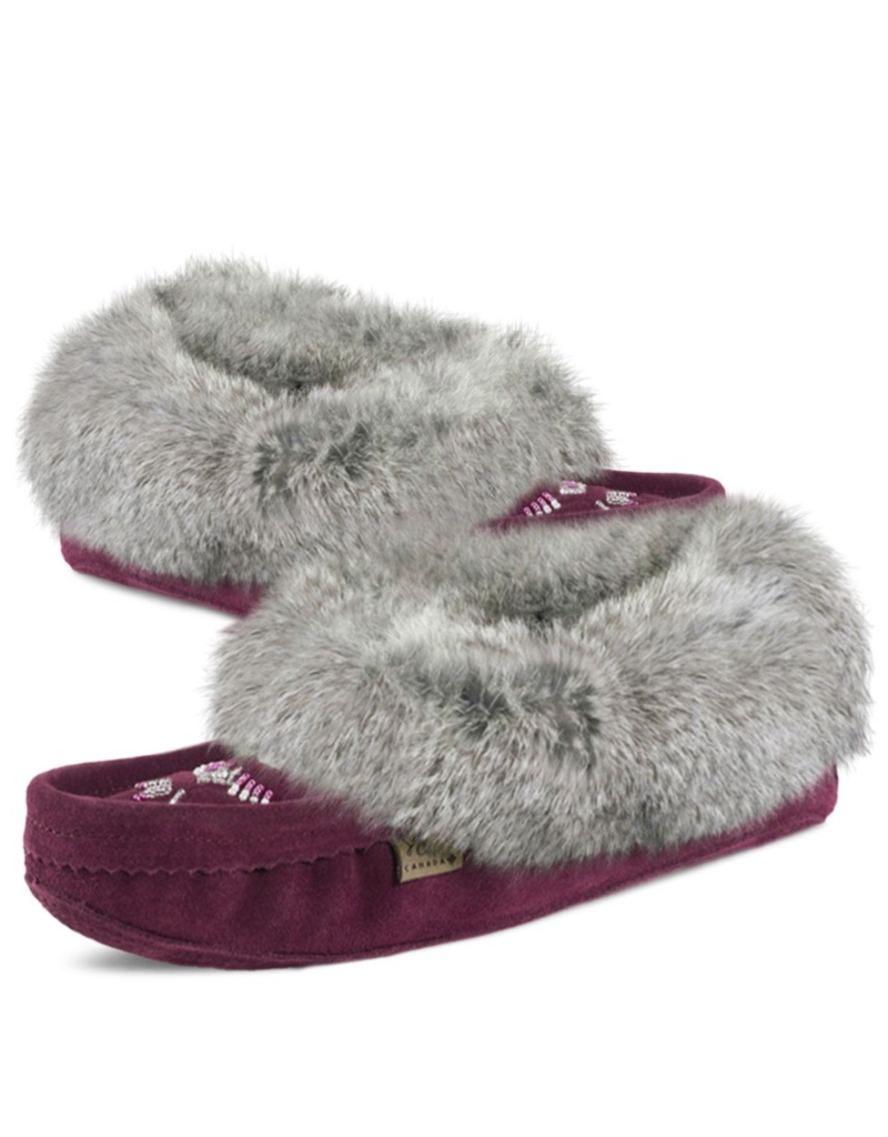 Beaded Slipper w/Fur, Orlon
