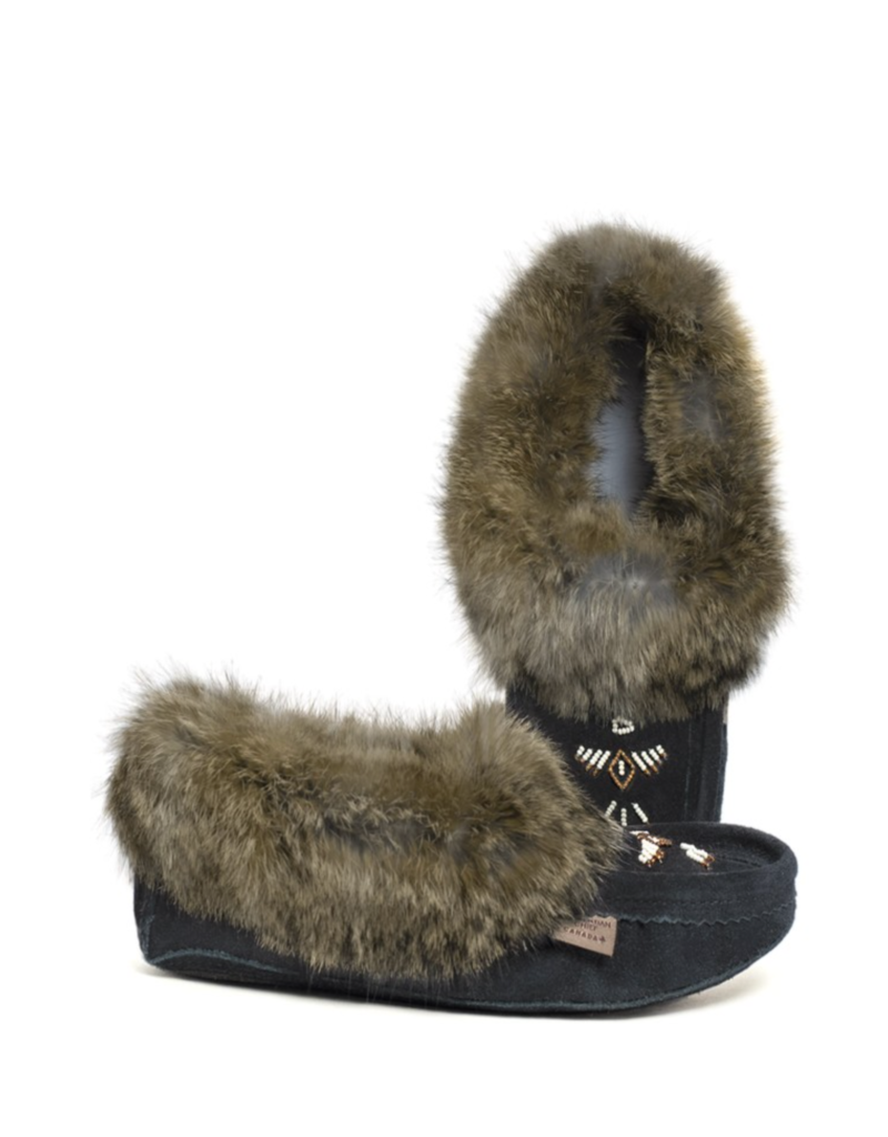 Beaded Slipper w/Fur, Orlon