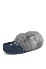 Beaded Slipper w/Fur, Orlon