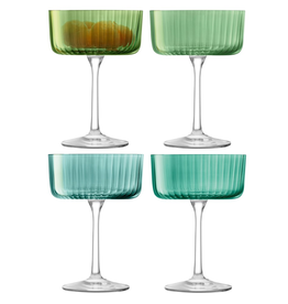 David Shaw Gems Champagne/Cocktail Glass-l Assorted Jade-230ml-Set of 4