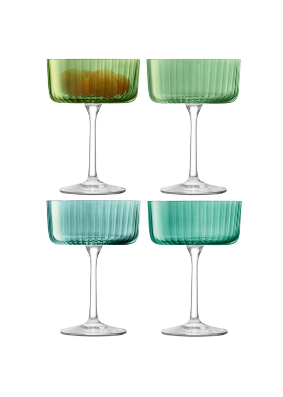 David Shaw Gems Champagne/Cocktail Glass-l Assorted Jade-230ml-Set of 4