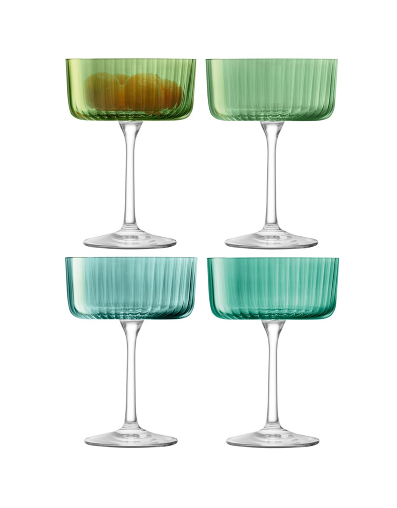 David Shaw Gems Champagne/Cocktail Glass-l Assorted Jade-230ml-Set of 4
