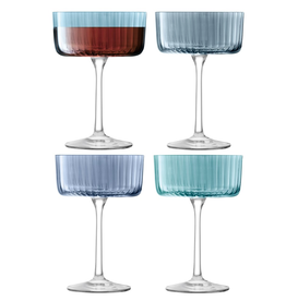 David Shaw Gems Champagne/Cocktail Glass-Assorted Sapphire-230ml-Set of 4