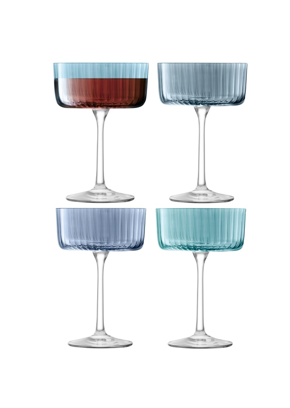 David Shaw Gems Champagne/Cocktail Glass-Assorted Sapphire-230ml-Set of 4