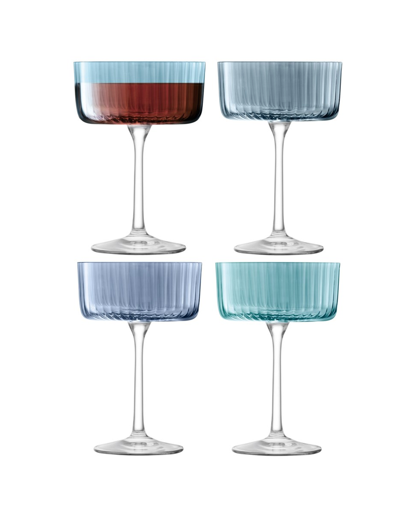 David Shaw Gems Champagne/Cocktail Glass-Assorted Sapphire-230ml-Set of 4