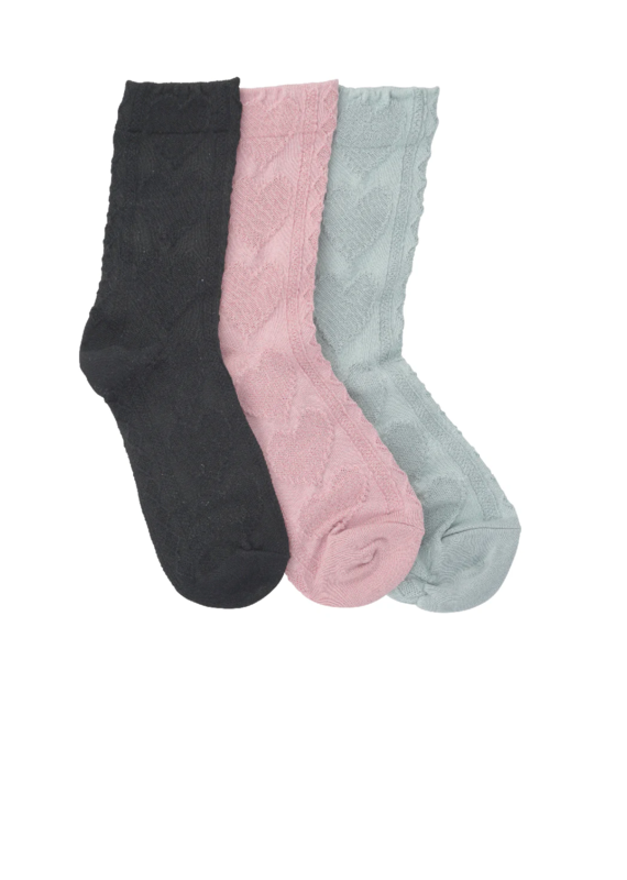 LimLim Heart Embossed Socks-Black