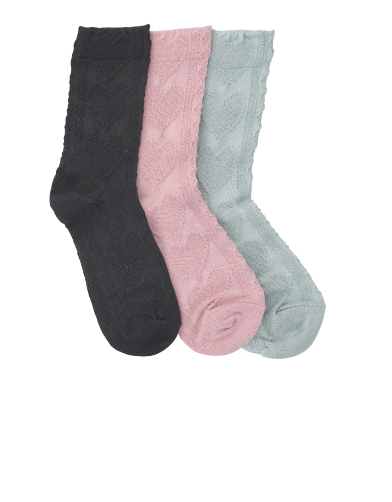 LimLim Heart Embossed Socks-Black