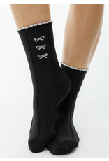 LimLim Three Bow Ripple Socks-Black