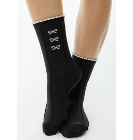 LimLim Three Bow Ripple Socks-Black